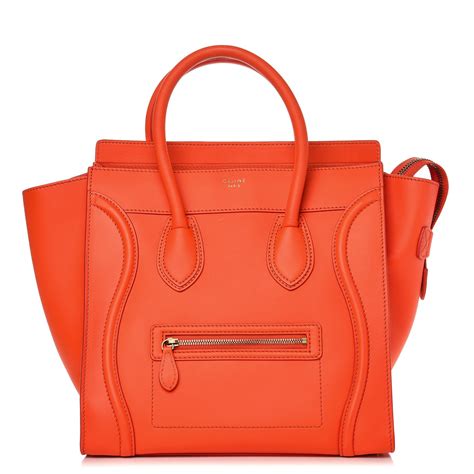 CELINE Smooth Calfskin Mini Luggage Orange 